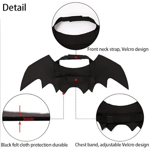 NACOCO Dog Bat Wings Halloween Pet Black Bat زي أجنحة الكلاب زي إكسسوارات للحفلات التنكرية للهالوين (M (الصدر: 22 بوصة - 26 بوصة)) in Saudi Arabia