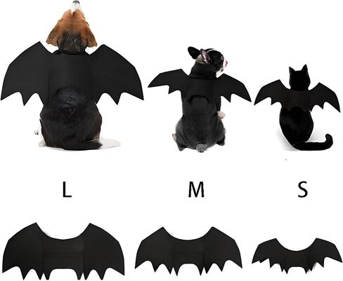 NACOCO Dog Bat Wings Halloween Pet Black Bat زي أجنحة الكلاب زي إكسسوارات للحفلات التنكرية للهالوين (M (الصدر: 22 بوصة - 26 بوصة)) in Saudi Arabia