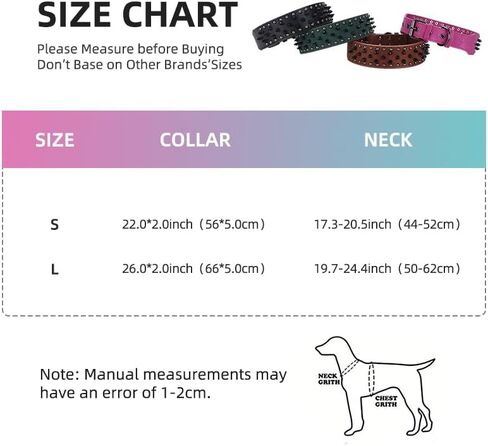 Spiked Dog Collar, PU Leather, Durable, Studded, Decorative, Large, for Rottweiler, Bulldog, American Bully (Green2, L (19.7-24.4inch)) in Kuwait