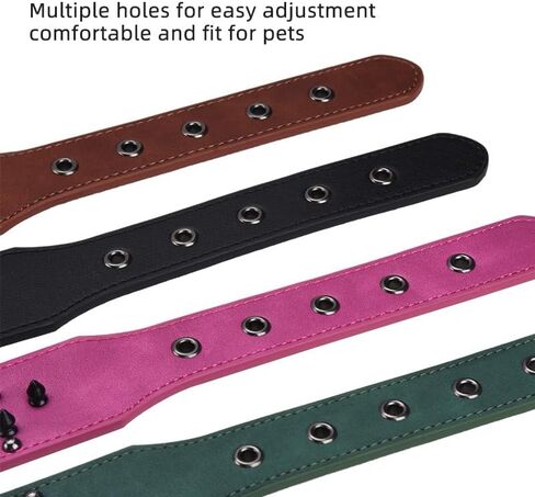 Spiked Dog Collar, PU Leather, Durable, Studded, Decorative, Large, for Rottweiler, Bulldog, American Bully (Green2, L (19.7-24.4inch)) in Kuwait