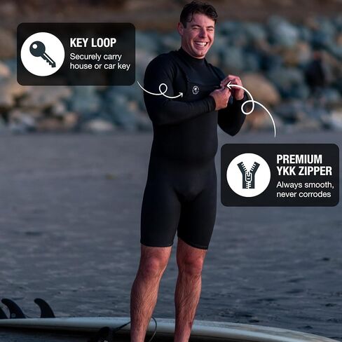 Ho Stevie! Men’s Long Sleeve Short Leg Surfing Springsuit - Chest Zip Spring Suit - Warm Superstretch 2mm Neoprene w/GBS Seams in Saudi Arabia
