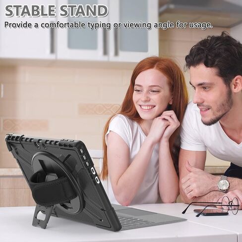 Rantice متوافق مع حافظة Microsoft Surface Pro 9/10/11 مقاس 13 بوصة، حافظة متينة شديدة التحمل مقاومة للصدمات مع حامل دوار 360 درجة، حزام يد متوافق مع لوحة مفاتيح نوع الغطاء (أسود) in Saudi Arabia