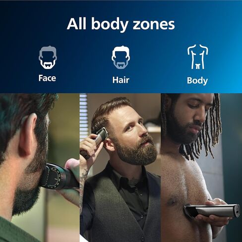 Philips Norelco Multi Groomer - 25 Piece Mens Grooming Kit for Beard, Body, Face, Nose, and Ear Hair Trimmer,Shaver, and Clipper with Premium Storage Case - NO Blade Oil Needed, MG7770/49 in Saudi Arabia