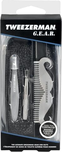 Tweezerman G.E.A.R. Travel Essential Grooming Tools Kit, Black, 1 Count in Kuwait