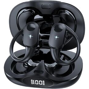 Bluetooth Headphones with Wireless Charging, Wireless Earbuds 80Hrs Playback Sport Ear Buds with Earhook LED Display Charging Case IPX8 Waterproof Earbud Deep Bass Running Earphones for iOS Android