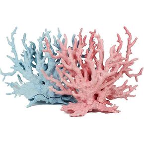 kathson Aquarium Coral Decor Pink and Blue Fake Coral Ornaments Artificial Plants Fish Tank Resin Decorations (2 Pack)