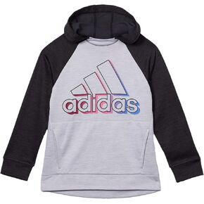 adidas Girls' Fleece Pullover Hooded Raglan Sweatshirt