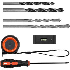 Mount-It! Universal TV Mount Installation Kit, 7-Piece Set Includes 2 Wood Drill Bits, 2 Concrete Drill Bits, 1 Stud Finder with Bubble Level, 1 Tape Measure, 1 Philipps Screwdriver