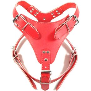 Soft Plain Leather Dog Harness Vest for Medium Large Dog Chest Size 21-30" Pitbull Boxer Doberman Husky (Pink)