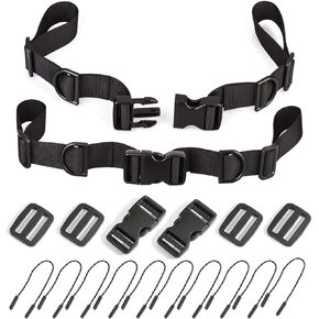 2 Pack Backpack Chest Straps,with 2 Quick Release Buckle,4 Slide Clips 10 Zipper pulls-Black US223