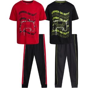 Pro Athlete Boys' Sweatsuit Set - 4 Piece Performance Shirt and Tricot Sweatpants (Size: 8-16)