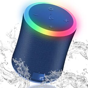 Portable Bluetooth Speaker Stereo Pairing, IPX7 Waterproof Wireless Speaker with HD Loud Stereo Sound, 8H Playtime Bluetooth Speakers, Bluetooth 5.3, RGB Lights, Outdoor Speaker for Party