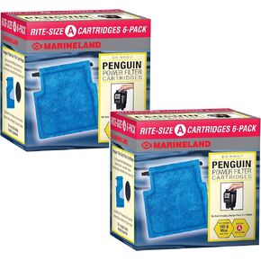 Marineland Rite-Size A Cartridge Refills, 12-Pack (2 Packs with 6 Filters per Pack), Aquarium Penguin Power Filter Cartridges