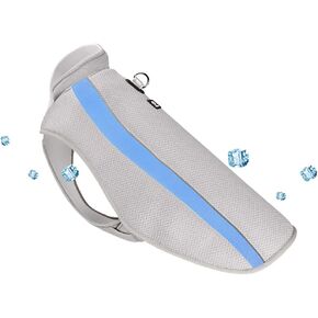 Dog Cooling Vest UV Protection Cooling Vest with Adjustable D-Rings and Breathable Lightweight Cool Pet Vest Large Dogs Blue 4XL (Weighing 55-72lb)