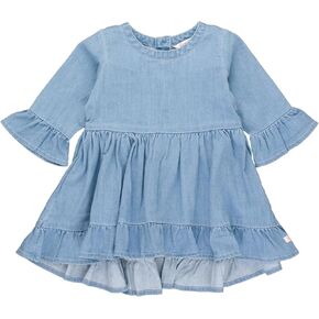 RuffleButts® Baby/Toddler Girls Long Sleeve High Low Flowy Ruffle Tunic Top