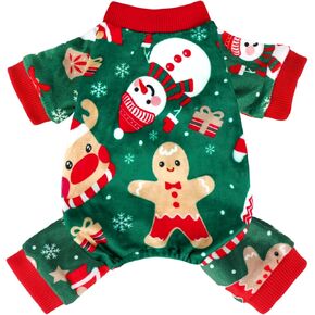 Dog Christmas Pajamas Soft Lightweight Velvet Dog Christmas Outfit Warm Dog Winter Clothes for Small Medium Large Pet Dogs Cats