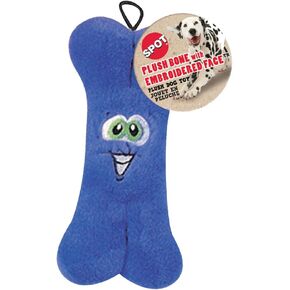 Ethical Plush Bones with Embroidered Face Dog Toy, 7-Inch