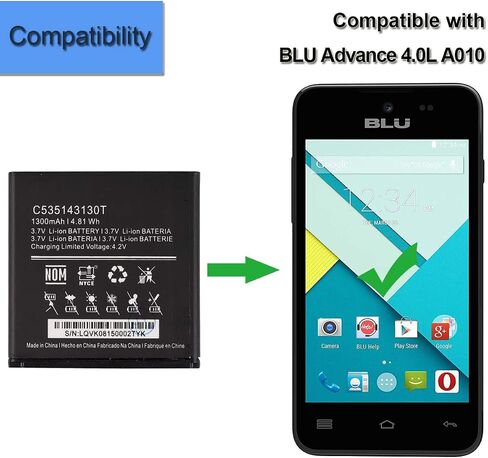 New Replacement Battery C535143130T Compatible with BLU Advance 4.0L A010 A010L A010U D350 D370 with Tools in Saudi Arabia