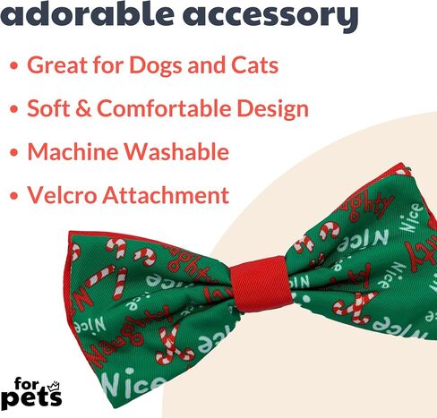 Huxley & Kent Bow Tie for Pets | Naughty & Nice (Small) | Christmas Holiday Bow Tie Collar Attachment | Fun Bow Ties for Dogs & Cats | Cute, Comfortable, and Durable | H&K Bow Tie in Saudi Arabia