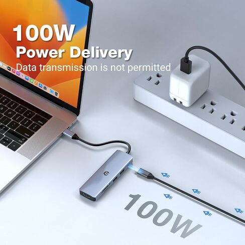 موزع USB C، محول متعدد المنافذ 6 في 1، HDMI 4K، شحن PD 100 وات، 3 × USB 3.0، قارئ بطاقة SD/TF لأجهزة الكمبيوتر المحمولة والهواتف الذكية، متوافق مع Dell/HP/Surface والمزيد in Saudi Arabia