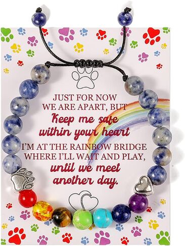 XIMEO Pet Memorial Gift, 8mm Rainbow Bridge Bracelet for Beloved Dogs and Cats Passing Away, Pet Loss Sympathy Gift for Men Women Who Have Lost Beloved Pets in Saudi Arabia