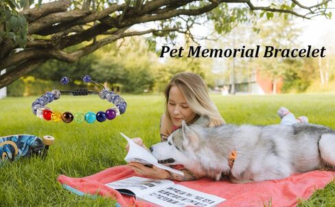 XIMEO Pet Memorial Gift, 8mm Rainbow Bridge Bracelet for Beloved Dogs and Cats Passing Away, Pet Loss Sympathy Gift for Men Women Who Have Lost Beloved Pets in Saudi Arabia
