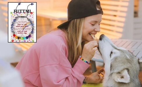 XIMEO Pet Memorial Gift, 8mm Rainbow Bridge Bracelet for Beloved Dogs and Cats Passing Away, Pet Loss Sympathy Gift for Men Women Who Have Lost Beloved Pets in Saudi Arabia