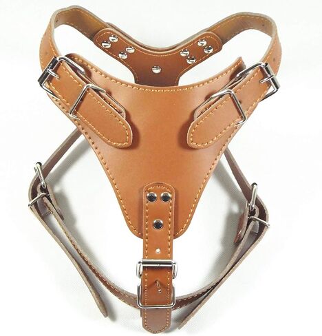 Soft Plain Leather Dog Harness Vest for Medium Large Dog Chest Size 21-30" Pitbull Boxer Doberman Husky (Pink) in Saudi Arabia