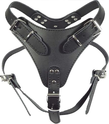 Soft Plain Leather Dog Harness Vest for Medium Large Dog Chest Size 21-30" Pitbull Boxer Doberman Husky (Pink) in Saudi Arabia