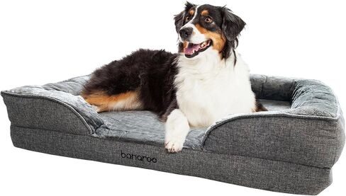 banaroo Orthopedic Pet Bed - Large Washable Dog Sofa with Supportive Foam, Removable Cover, Waterproof Lining, Luxury, Nonskid Bottom - Grey in Saudi Arabia