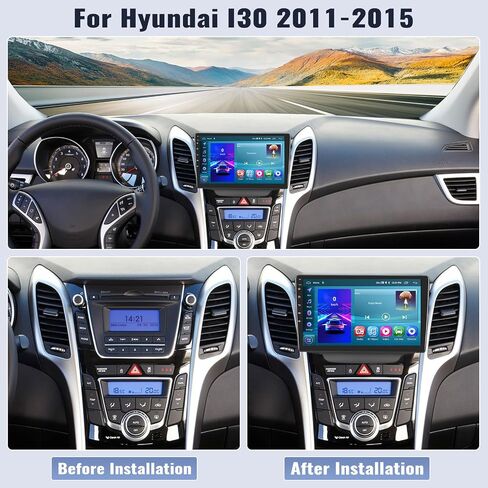 SIXWIN 2G+64G Android Car Stereo for Hyundai I30 2011-2015 9 Inch Touch Screen with CarPlay Android Auto Mirror Link Bluetooth GPS Navigation WiFi FM SWC Backup Camera MIC in Saudi Arabia