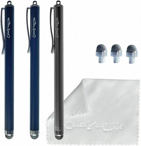 3-Pack 5.3'' Micro-Knit Mesh Tip Capacitive Stylus Pens for Touch Screens with Replaceable Fiber Tips, Universal Stylus Pens and Cleaning Cloth (Matt Black, Black, Gun Grey) in Saudi Arabia