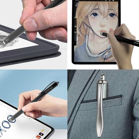 3-Pack 5.3'' Micro-Knit Mesh Tip Capacitive Stylus Pens for Touch Screens with Replaceable Fiber Tips, Universal Stylus Pens and Cleaning Cloth (Matt Black, Black, Gun Grey) in Saudi Arabia