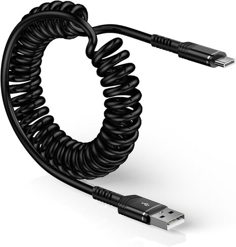 كابل USB A ملفوف تلقائي قابل للسحب إلى USB C شحن سريع لهاتف Samsung Galaxy A16 A15 A54 S24 Ultra S23 FE S22 S21، سلك شاحن سيارة للهاتف Android بطول 3 أقدام لموتورولا Edge 50 Ultra، G Stylus Power Play in Kuwait