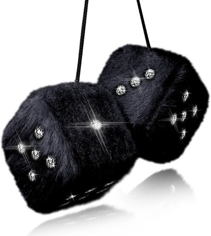 Bling Pink Dice for Car Plush Fuzzy Car Dice with Rhinestones Dots for Rear View Mirror Accessories Hanging Pink Fuzzy Dice Cute Car Accessories for Women and Girl in Saudi Arabia