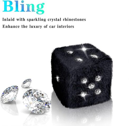 Bling Pink Dice for Car Plush Fuzzy Car Dice with Rhinestones Dots for Rear View Mirror Accessories Hanging Pink Fuzzy Dice Cute Car Accessories for Women and Girl in Saudi Arabia