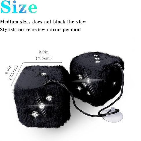 Bling Pink Dice for Car Plush Fuzzy Car Dice with Rhinestones Dots for Rear View Mirror Accessories Hanging Pink Fuzzy Dice Cute Car Accessories for Women and Girl in Saudi Arabia