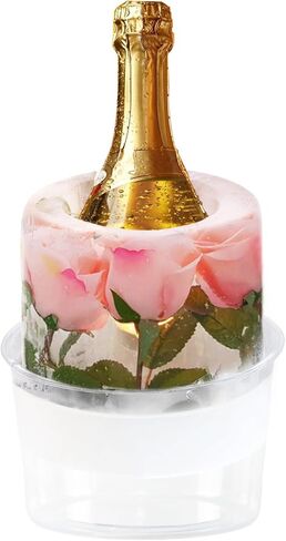 قالب دلو الثلج من السيليكون لمبرد زجاجات النبيذ، [سهل الخروج] قالب ثلج الشمبانيا مع الزهور/الفواكه/ديكورات ذات طابع خاص، دلو ثلج للنبيذ للحفلات/الزفاف/المهرجان/العطلات/عيد الميلاد in Kuwait