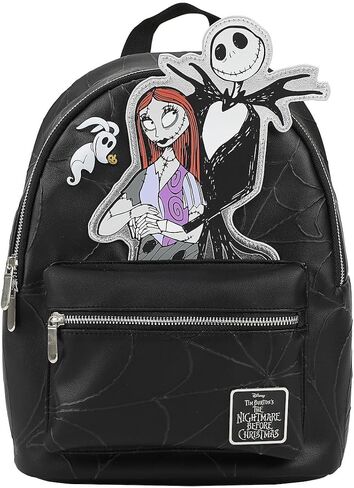 Nightmare Before Christmas Applique Character Art 12.5" Black Mini Backpack in Saudi Arabia