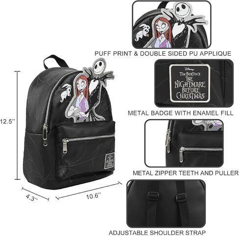 Nightmare Before Christmas Applique Character Art 12.5" Black Mini Backpack in Saudi Arabia