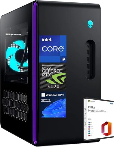 كمبيوتر Alienware Aurora-R16 للألعاب - Intel 24-core i9-13900F، RTX 4070، ذاكرة الوصول العشوائي DDR5 سعة 32 جيجابايت، SSD 2 تيرابايت، Wi-Fi 6E، بلوتوث، 12 منفذ USB، Windows 11 Pro، مع ترخيص Microsoft Office مدى الحياة in Kuwait