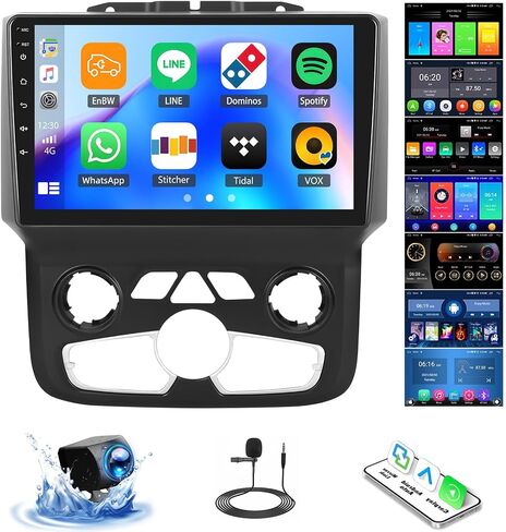 SIXTOP [2+64G] Android Car Stereo for Dodge Ram 2013-2019 (Auto A/C) Upgrade Replacement Radio Carplay Android Auto Mirror Link 30 Themes 9 inch Touchscreen FM GPS Bluetooth+Backup Camera&MIC in Saudi Arabia