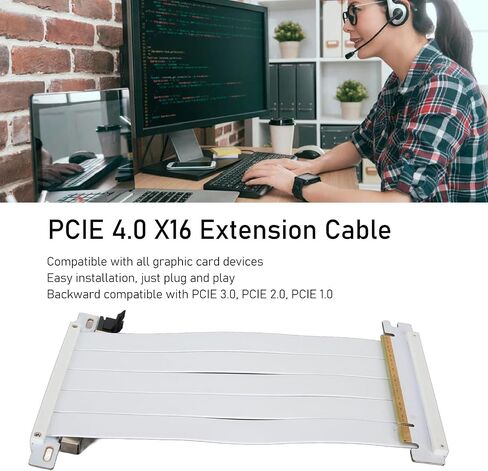 PCIE 4.0 X16 Riser Cable, Graphics Card 180 Degree GPU Extension Cable for RTX 4090 4080 4070 4060, for RX7900 XT7800 XT7700 XT7600 7500 (20cm) in Saudi Arabia