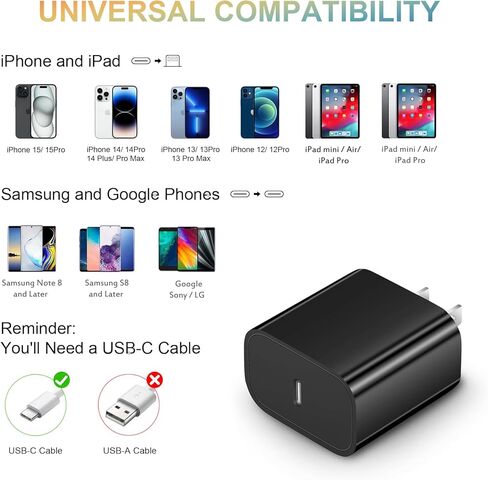 [عبوتان] شاحن حائط USB C، محول طاقة iPhone 14 بقدرة 20 وات PD متوافق مع iPhone 14/14 Pro/14 Pro Max/14 Plus/13 12 11 Pro Max/Pro/Mini/Xs Max/XR/X، iPad برو/ميني، جوجل بيكسل 5/4/3 in Kuwait