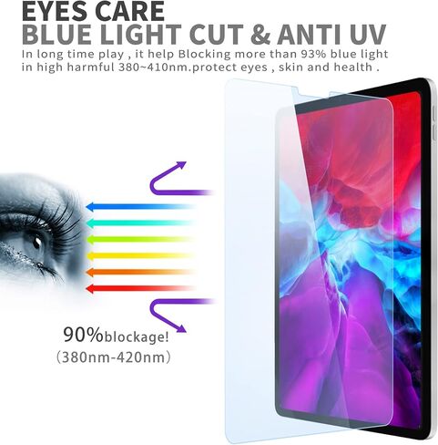 【POOX】iPad pro 11 (2021 2020 2018)/ iPad Air 5 (2022)/Air 4 واقي شاشة زجاجي، [حماية العينين ضد الأشعة فوق البنفسجية وقطع الضوء الأزرق] زجاج مقسى لجهاز iPad pro 11 بوصة مضاد للخدش وبصمات الأصابع متوافق مع قلم Apple in Saudi Arabia