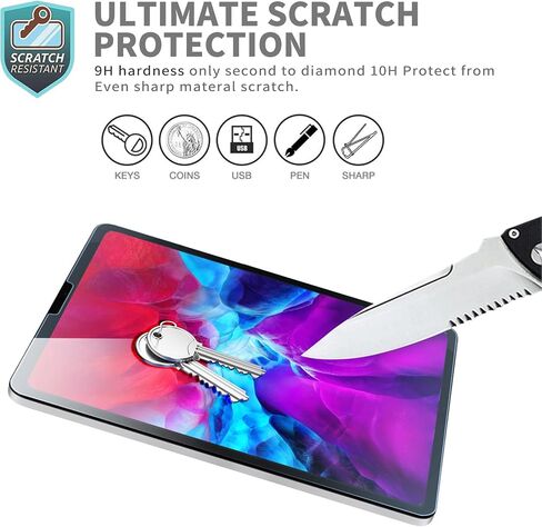 【POOX】iPad pro 11 (2021 2020 2018)/ iPad Air 5 (2022)/Air 4 واقي شاشة زجاجي، [حماية العينين ضد الأشعة فوق البنفسجية وقطع الضوء الأزرق] زجاج مقسى لجهاز iPad pro 11 بوصة مضاد للخدش وبصمات الأصابع متوافق مع قلم Apple in Saudi Arabia