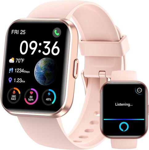 Smart Watch for Men Women (Answer/Make Calls), 1.8" Fitness Tracker Alexa Built-in with 110+ Sport Modes, Heart Rate/Sleep/SpO2 Monitor IP68 Waterproof Compatible with iPhone Android Pink in Saudi Arabia
