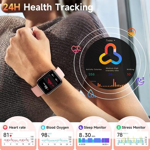 Smart Watch for Men Women (Answer/Make Calls), 1.8" Fitness Tracker Alexa Built-in with 110+ Sport Modes, Heart Rate/Sleep/SpO2 Monitor IP68 Waterproof Compatible with iPhone Android Pink in Saudi Arabia