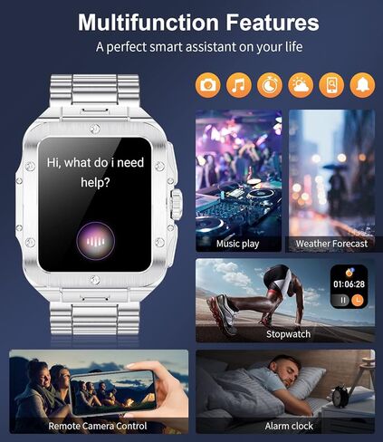 ساعة ذكية للرجال من LIGE مزودة بمكالمة بلوتوث، ساعات ذكية عسكرية عالية الدقة 1.85 بوصة مع 350 مللي أمبير في الساعة، SpO2 / معدل ضربات القلب/متتبع ضغط الدم، ساعة ذكية متعددة الرياضات IP67 مقاومة للماء للرجال لنظام Android iOS فضي in Kuwait