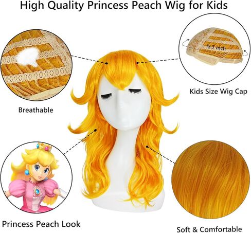 فستان زي الأميرة الخوخ للفتيات من Miulruma للأطفال مع ملحقات الشعر المستعار أزياء الهالوين أزياء سوبر بروس التنكرية باللون الوردي in Kuwait